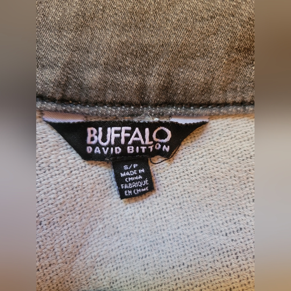 Buffalo David Bitton Light Gray Stretch Denim Knit Jacket, Pockets, EUC, S - Picture 13 of 16